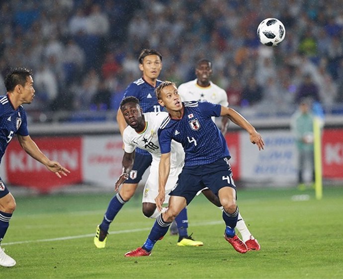 La selección japonesa de fútbol en su amistoso ante Ghana