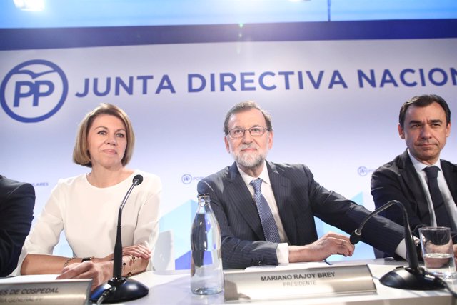 Rajoy durante la reunión de la Junta Directiva Nacional del PP