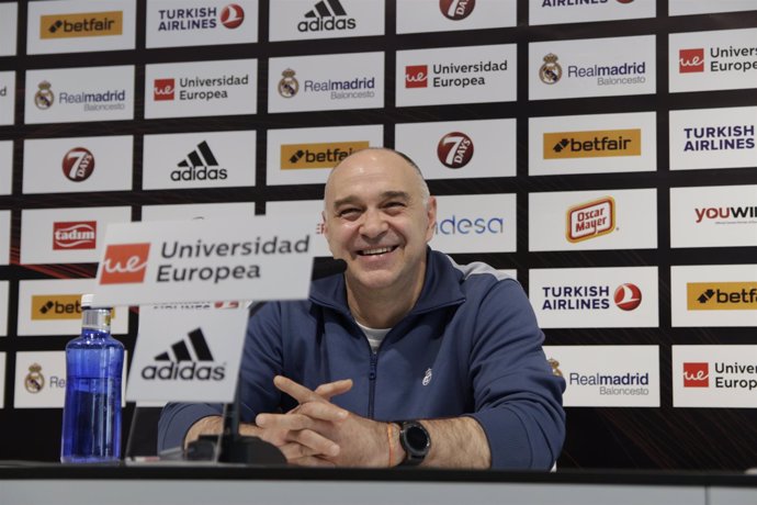 Pablo Laso, entrenador del Real Madrid de Baloncesto, en rueda de prensa