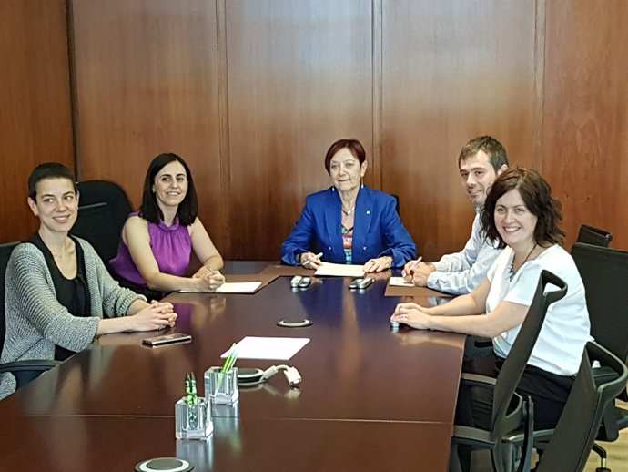 M.Arboix (UAB), N.Balada (ICD), S.Moreno, l'alcalde C.Escolà i I.Vila