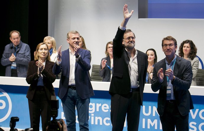 Mariano Rajoy en un acto político del Partido Popular en Pontevedra