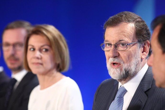 Cospedal y Mariano Rajoy durante la Junta Directiva Nacionanal del PP