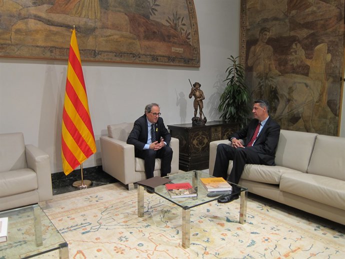 El president de la Generalitat, Quim Torra, amb X.G.Albiol (PP)