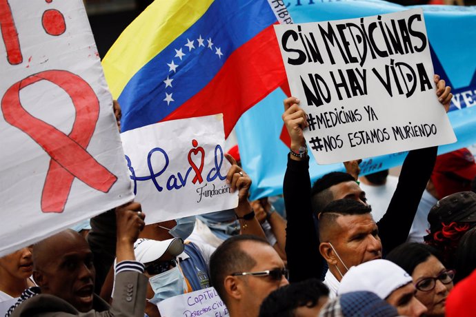 Protesta por la falta de medicamentos en Venezuela
