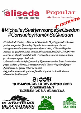 Desahucio de una familia en Torres de la Alameda