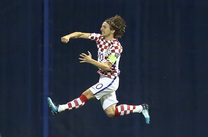 Luka Modric celebra un gol con la selección de Croacia