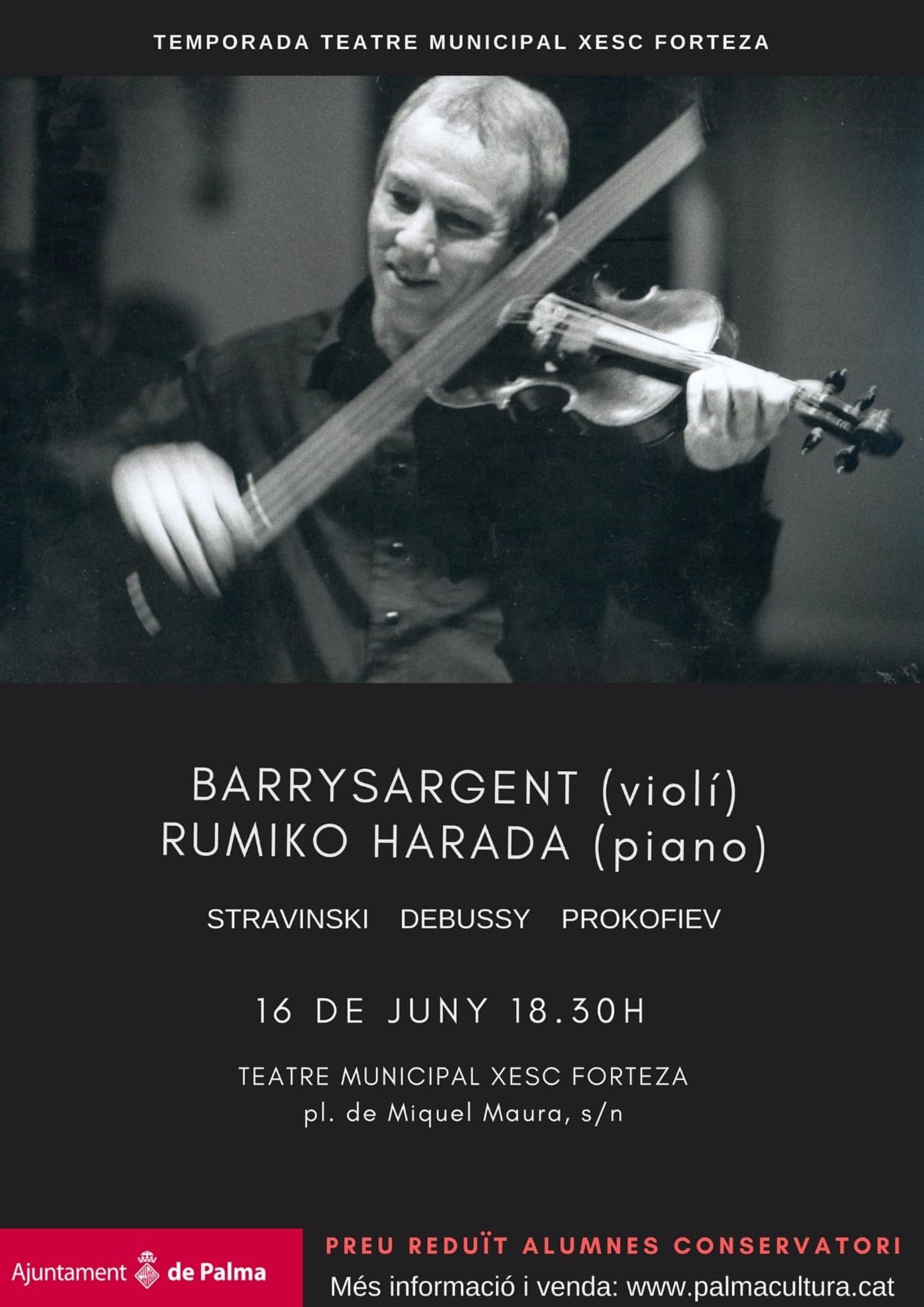 El Xesc Forteza acogerá este sábado un concierto del violinista Barry Sargent y de la pianista Rumiko Harada