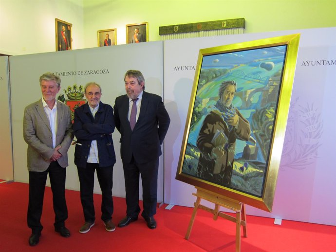 Santisteve, Jorge Gay y Belloch han presentado hoy el retrato del exalcalde