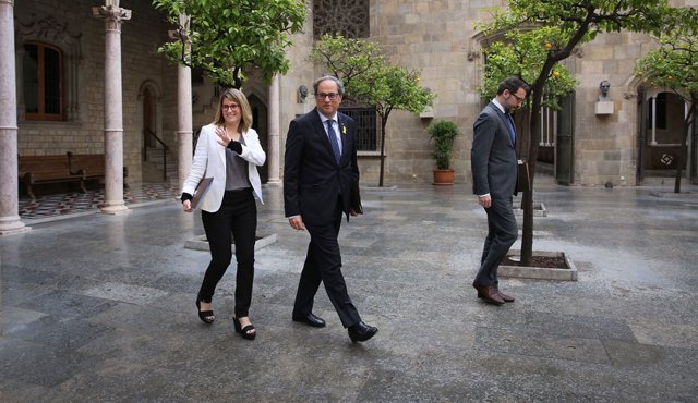 La consellera Artadi, el president Torra i el secretari del Govern Cullell