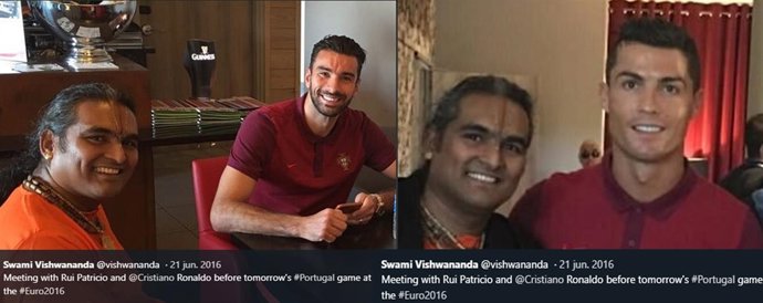 FOTO TWITTER: CRISTIANO RONALDO Y RUI PATRICIO MEDITACIÓN ANTES DE PARTIDO DE FÚ