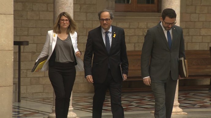Consellera Elsa Artadi, pres. Quim Torra, secr. Govern Víctor Cullell