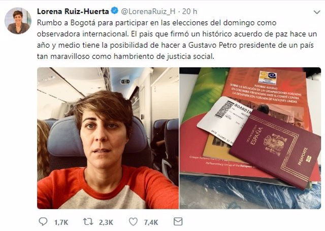 Lorena Ruiz Huerta viaja a Bogotá