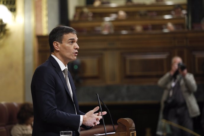Pedro Sánchez en la moció de censura del Congrés
