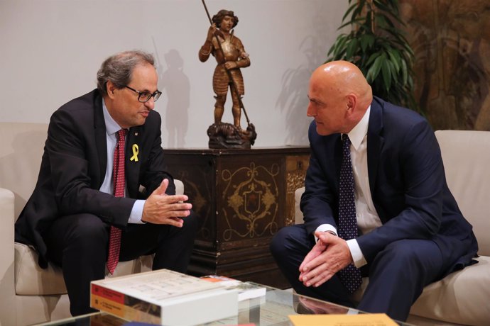 Presidente de la Generalitat Quim Torra, embajador de Suiza Giulio Haas