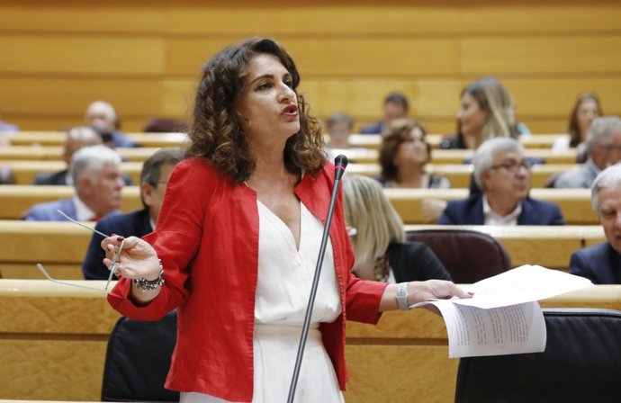La ministra d'Hisenda, María Jesús Montero, en el Senat