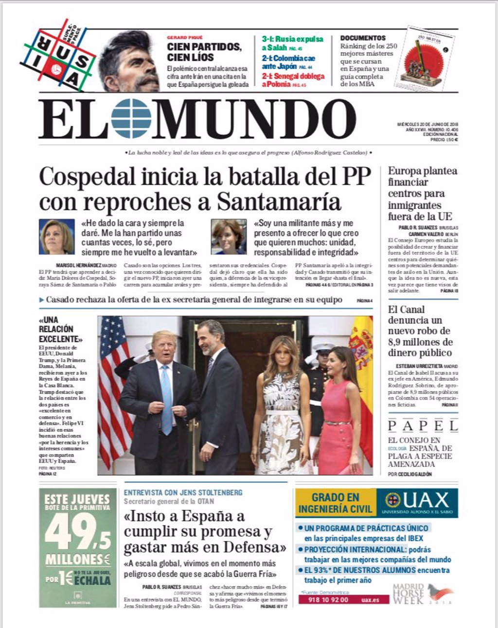 Las Portadas De Los Periódicos De Hoy Miércoles 20 De Junio De 2018 3944