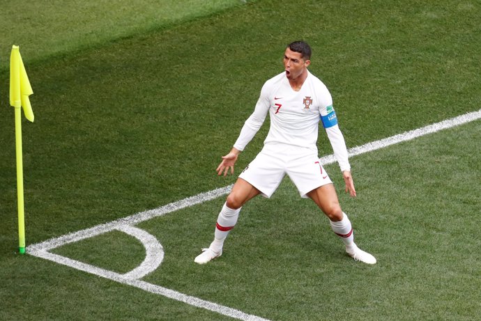 Cristiano Ronaldo celebra su gol con Portugal en el Mundial