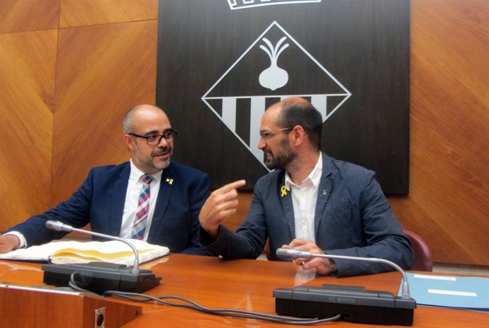 L'conseller Miquel Buch i l'alcalde de Sabadell, Maties Serracant
