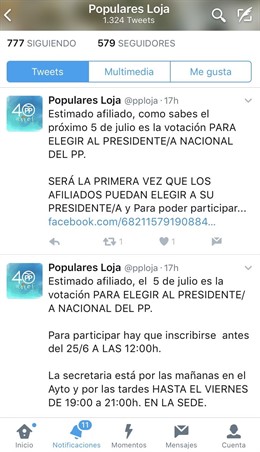 Mensajes en las redes sociales