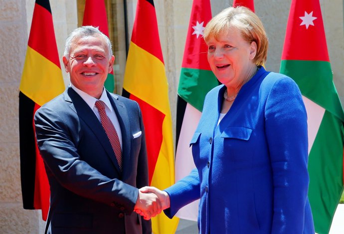 Abdalá II y Angela Merkel