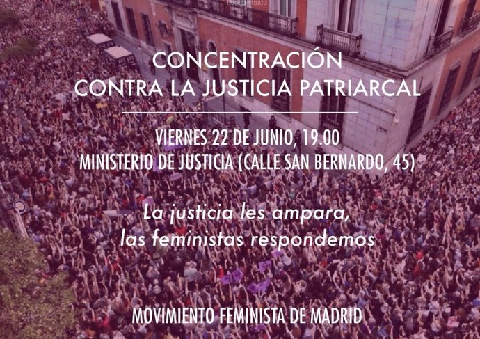 Convocatoria de manifestación en Justicia por libertad provisional de La Manada