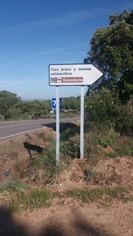 Salamanca.- Señal sobre la ruta del 'Toro Bravo' en Salamanca