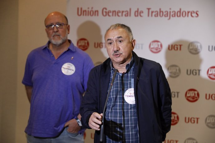Pepe Álvarez interviene en una asamblea de delegados de UGT en Madrid