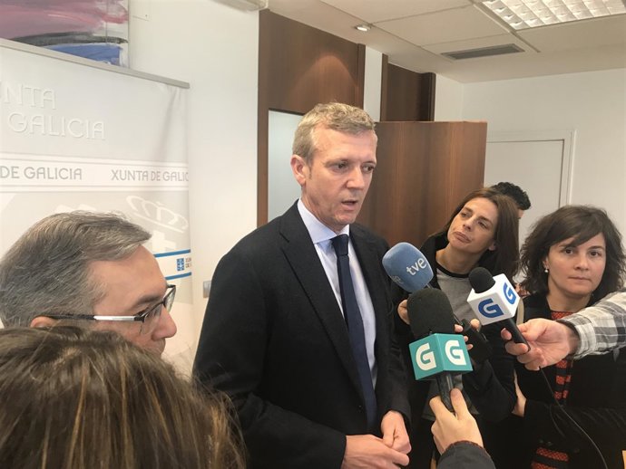 El vicepresidente de la Xunta, Alfonso Rueda, en declaraciones a los medios