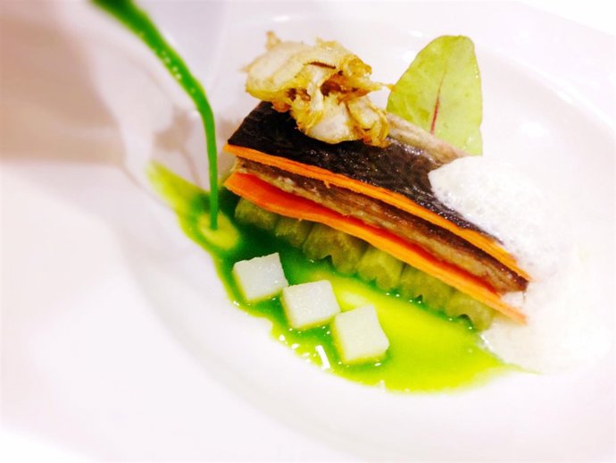 Barbo con boniato y acelgas. 