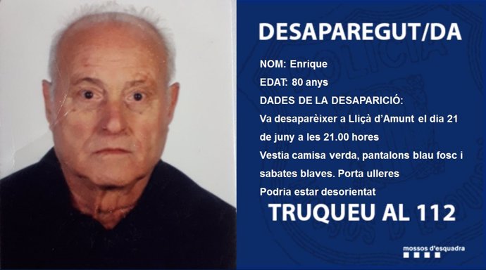 Los Mossos buscan a un anciano de 80 años desaparecido en Lliçà d’Amunt