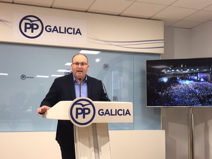 Miguel Tellado, secretario general del PP gallego, en rueda de prensa
