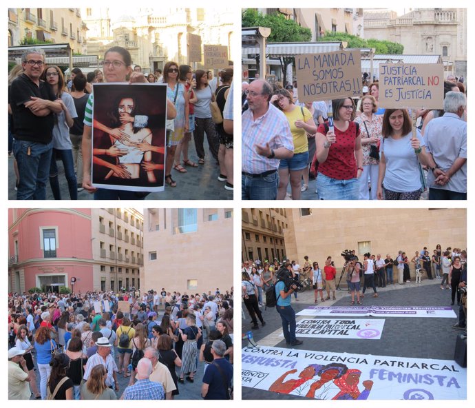 Imagen de la protesta en Murcia contra la libertad provisional de La Manada 