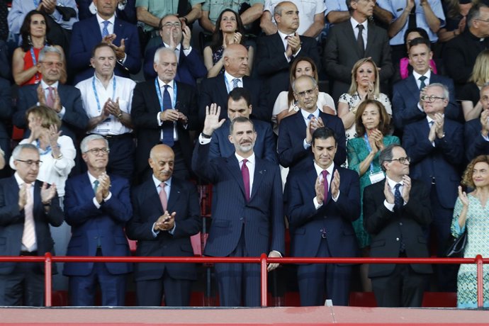 El Rei, Pedro Sánchez i Quim Torra en els Jocs del Mediterrani