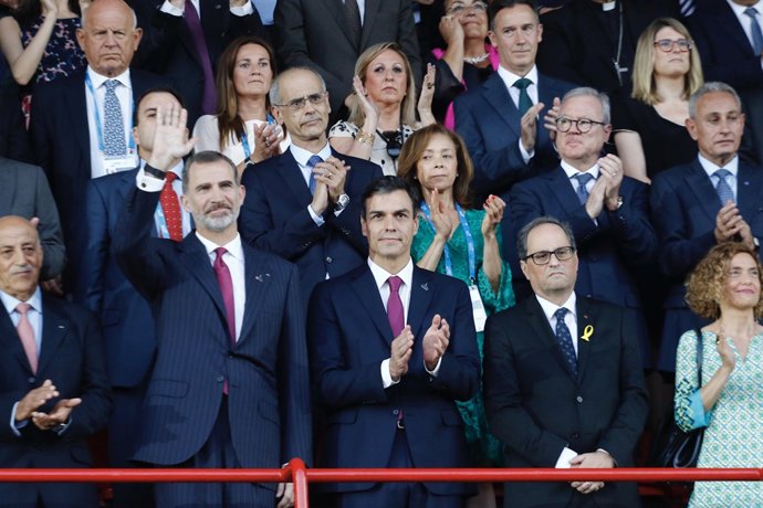 Felipe VI, Pedro Sánchez, Quim Torra i Meritxell Batet en els Jocs de Tarragon