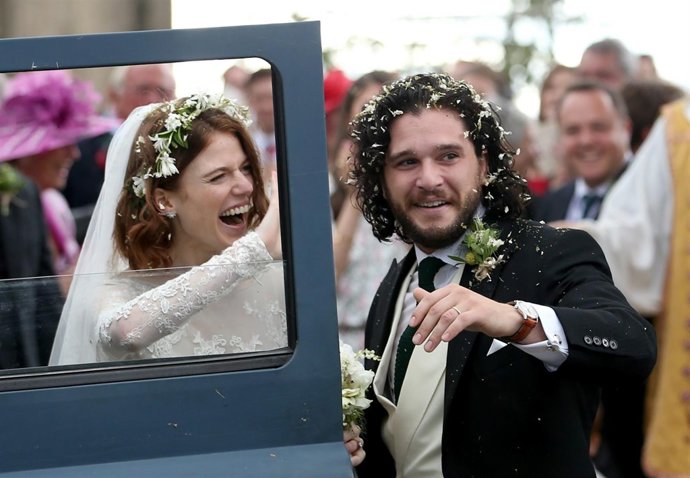 Kit Harington and Rose Leslie at Rayne Church, Kirkton of Rayne in Aberdeenshire