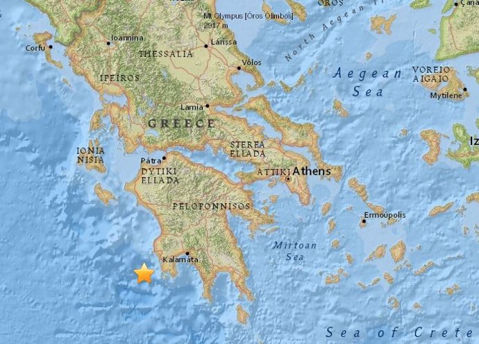 Terremoto de magnitud 5,5 en el suroeste de Grecia