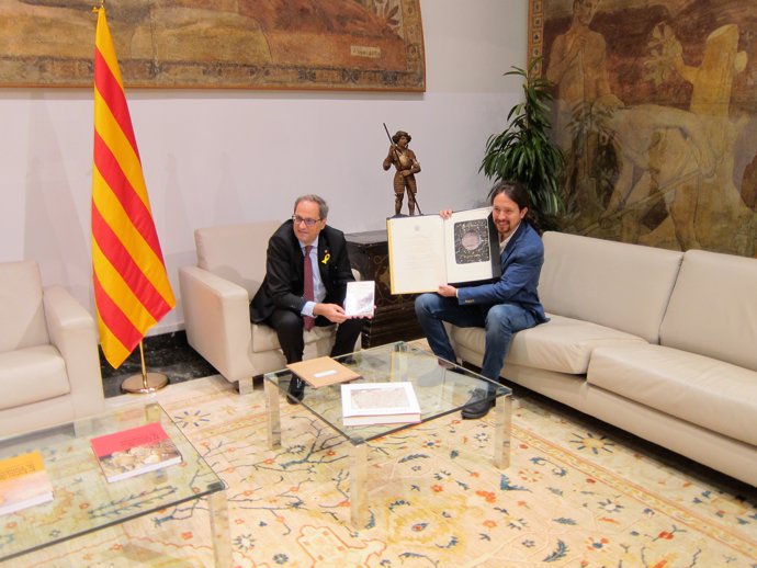 El president català, Quim Torra, i el líder de Podem, Pablo Iglesias