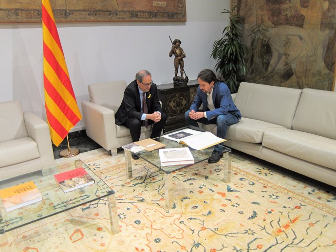  El President Català, Quim Torra, I El Líder De Podem, Pablo Iglesias