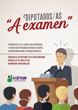 Cartel del debate 'Diputados/as a examen' organizado por CANAE en el Congreso
