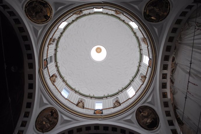 La cúpula de la Colegiata de Santa María 'la Mayor' de Calatayud, ya restaurada