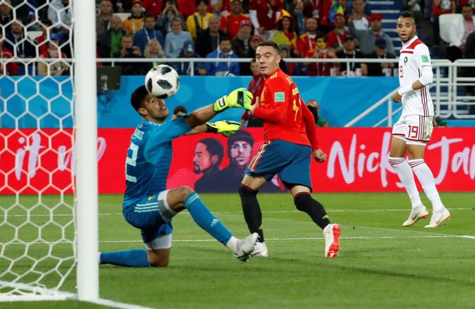 Aspas anota el 2-2 ante Munir en el España-Marruecos