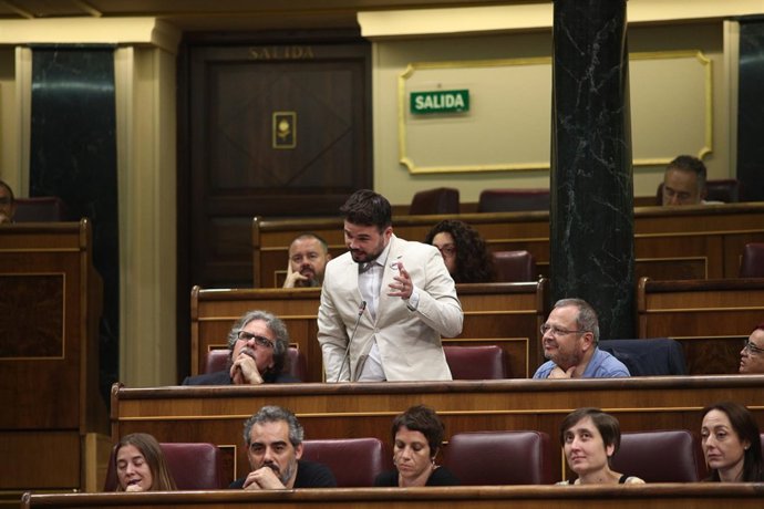 Gabriel Rufián, diputado de ERC, interviene en la sesión de control al Gobierno