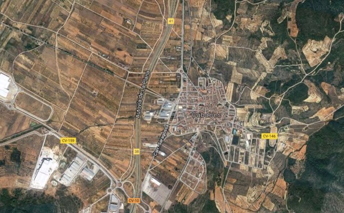 Vista aérea de la localidad castellonense de Cabanes