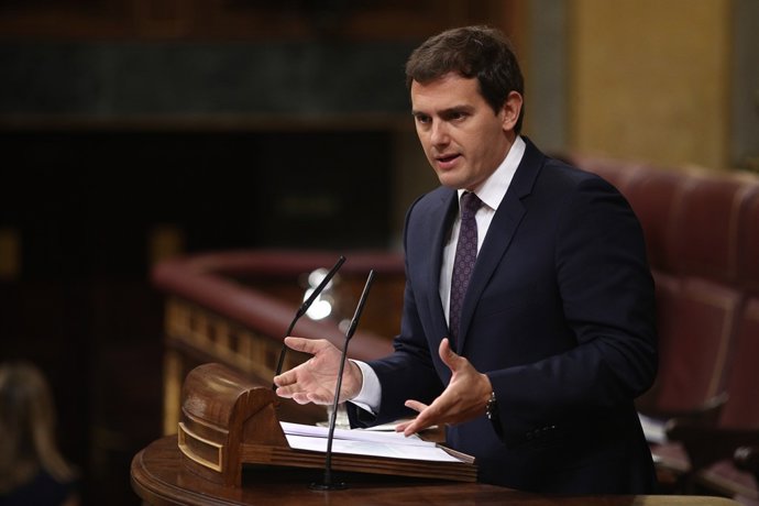 El líder de Ciudadanos, Albert Rivera, intervé en el ple del Congrés