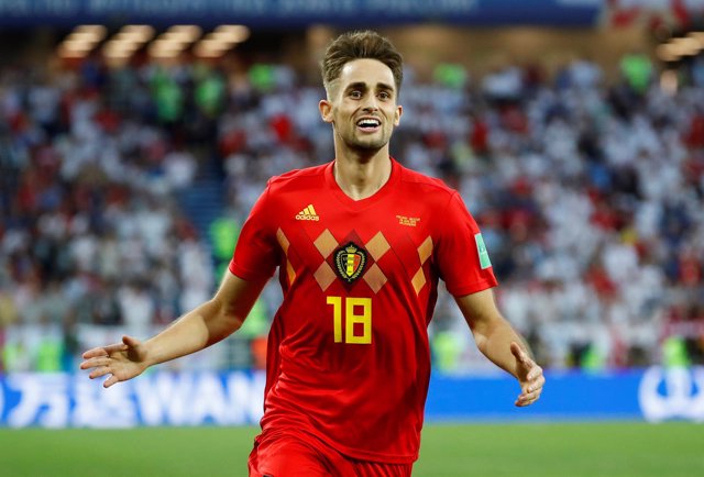 Adnan Januzaj celebra un gol con la selección de Bélgica