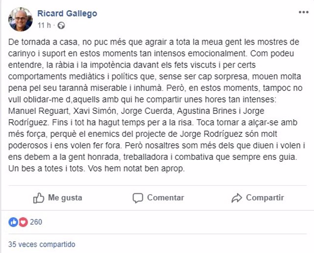 Mensaje de Ricard Gallego