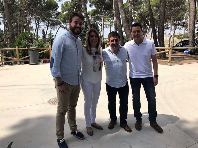 Susana Díaz, junto a Juan Francisco Serrano, Francisco Reyes y José Ruiz.