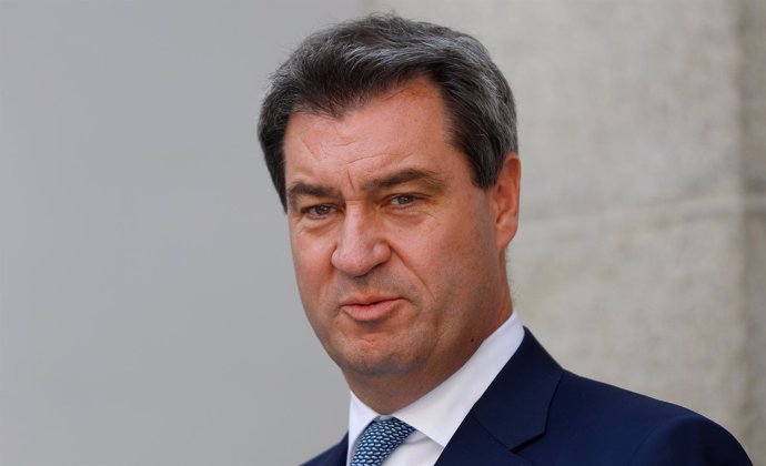 El primer ministro de Baviera Markus Soeder en Linz