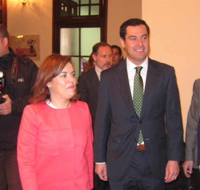 Soraya Sáenz de Santamaría con Juanma Moreno