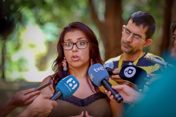 La portavoz de Cs en Les Corts, Mari Carmen Sánchez, atiende a los medios